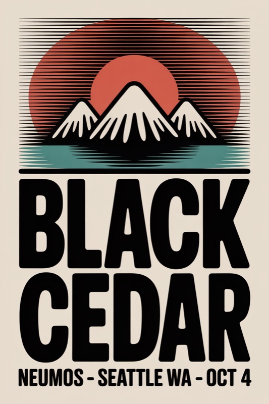 Gig poster made in the Studio — Black Cedar