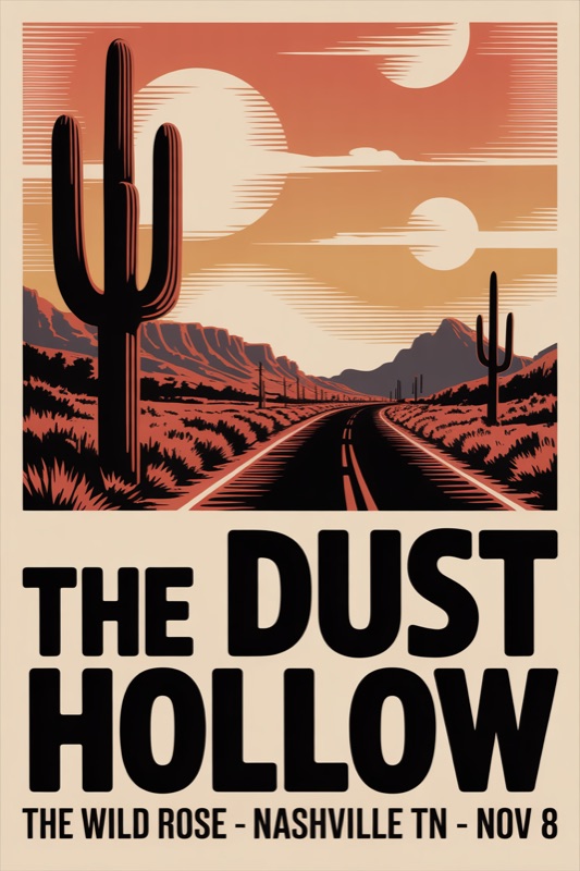 Gig poster made in the Studio — The Dust Hollow